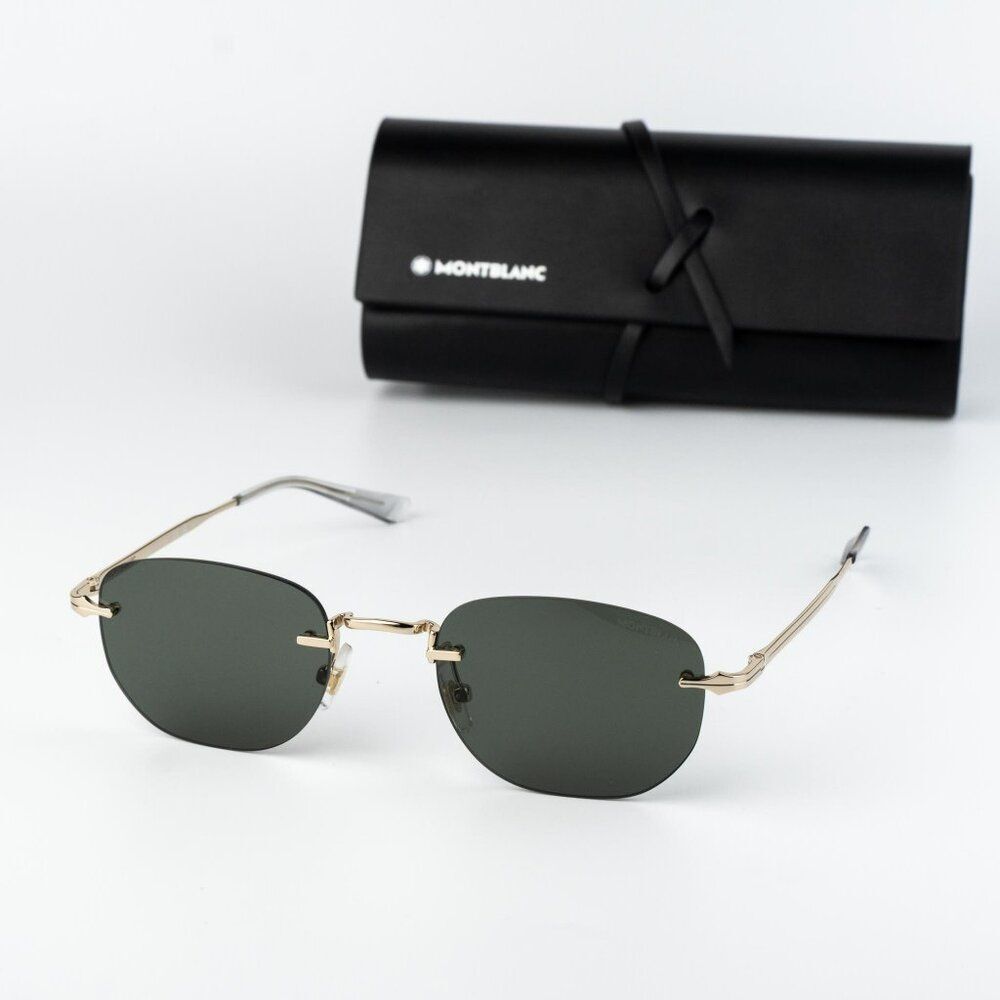 Montblanc Men Sunglasses Gold Grey Square Rimless MB0303S 001 NEW AUTHENTIC